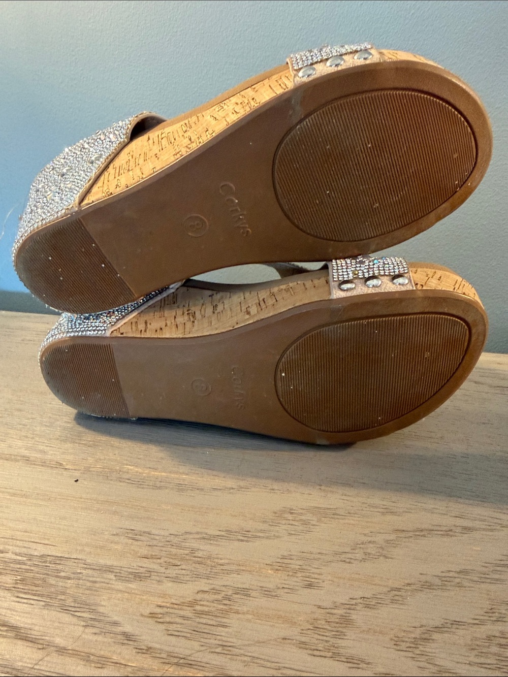 Corkys Rose Gold Rhinestone Wedge Sandals - Picture 4 of 5